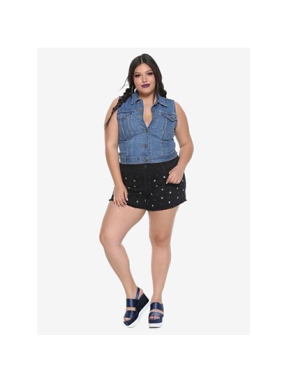 Blackheart Black Star Studded Low Rise Shorts Plus Size 18